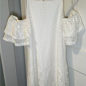 Speechless White Lace Cold-Shoulder Dress